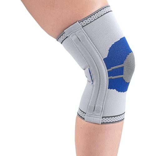  CHAMPION Elastic Knee Support Compression Sleeve, with Flexible Stays, Gray (Side Stays), Medium