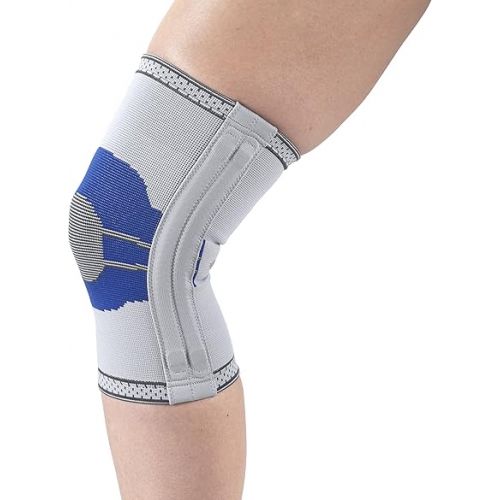  CHAMPION Elastic Knee Support Compression Sleeve, with Flexible Stays, Gray (Side Stays), Medium