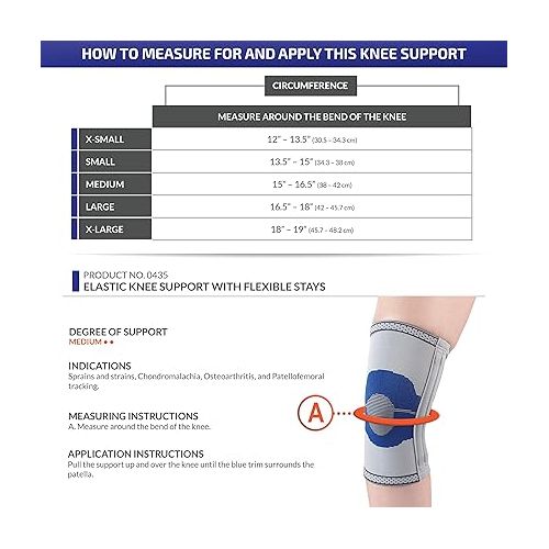  CHAMPION Elastic Knee Support Compression Sleeve, with Flexible Stays, Gray (Side Stays), Medium