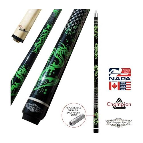  Green Dragon Pool Cue Stick, Billiard Glove, Predator 314 Taper, 12.75mm, Retail Price: MSRP $220 (19 oz, White Case)