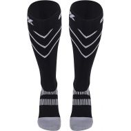 CSX Compression Socks for Men and Women, Knee High, Recovery Support, Athletic Sport Fit, Silver on Black, Medium (15-20 mmHg)