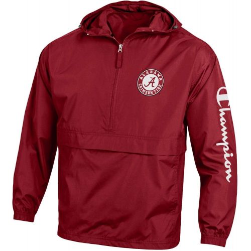  Champion NCAA Mens NCAA Mens Half Zip Packable Hooded Wind Jacket