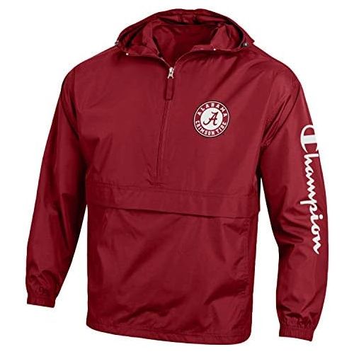  Champion NCAA Mens NCAA Mens Half Zip Packable Hooded Wind Jacket