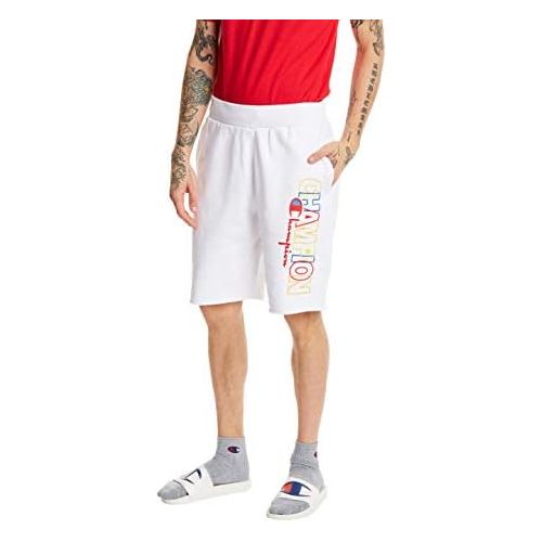  Champion Mens 10 Reverse Weave Cut-Off Shorts, Block Script