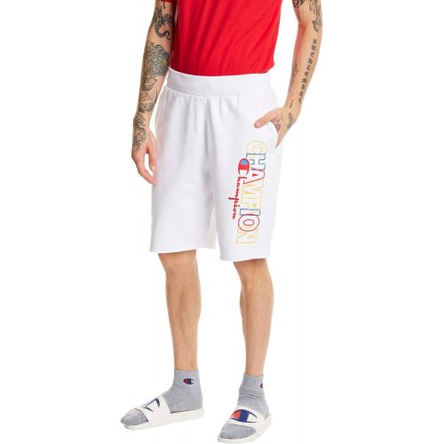  Champion Mens 10 Reverse Weave Cut-Off Shorts, Block Script