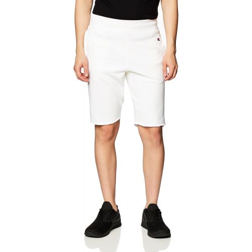  Champion Mens 10 Reverse Weave Cut-Off Shorts, Block Script