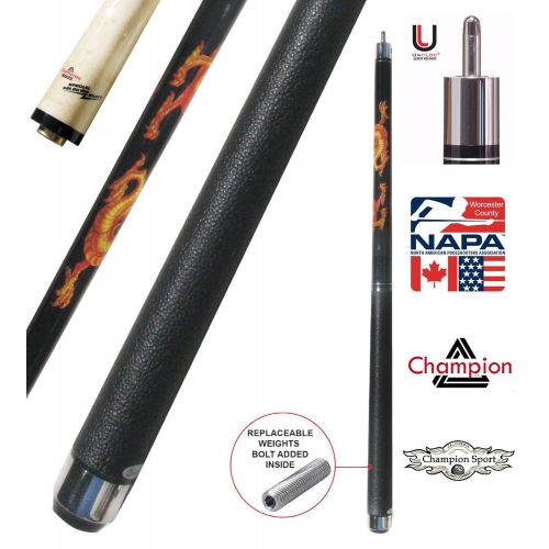  Gator 45% off Champion Dragon Pool Cue Stick with Predator Uniloc Joint, Low Deflection Shaft, Black or White case, Retail Price: 295.55
