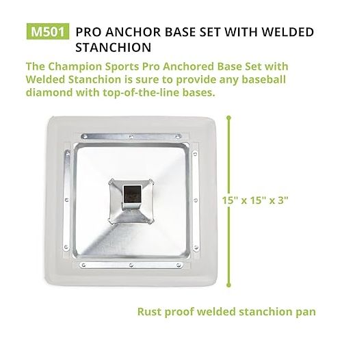  Champion Sports Pro Anchored Baseball Base Set with Welded Stanchion