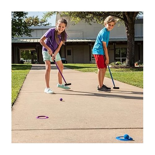  Champion Sports Mini Golf Clubs: Multi Colored Putt Putt Miniature Golfing Set for Kids - 6 Putters 18 Holes & 18 Balls