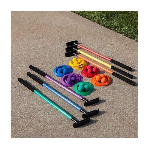  Champion Sports Mini Golf Clubs: Multi Colored Putt Putt Miniature Golfing Set for Kids - 6 Putters 18 Holes & 18 Balls