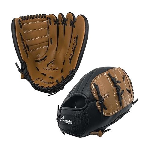  Champion Sports 10.5'' Fielder's Glove - Synthetic Leather Front and Back for Comfort Grip | Closed Basket Web and Conventional Back Design | Deep Set Pocket | Age: Elementary | Left-Handed Glove