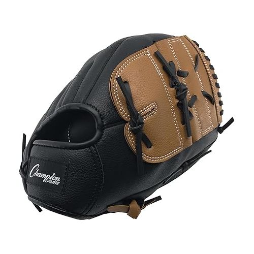  Champion Sports 10.5'' Fielder's Glove - Synthetic Leather Front and Back for Comfort Grip | Closed Basket Web and Conventional Back Design | Deep Set Pocket | Age: Elementary | Left-Handed Glove