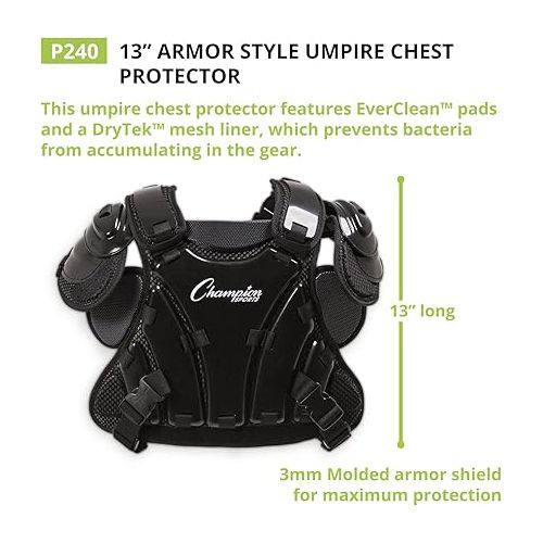  Champion Sports Umpire Chest Protector: 3 Millimeter Molded Plate Armor Style Softball & Baseball Chest Protector - 13