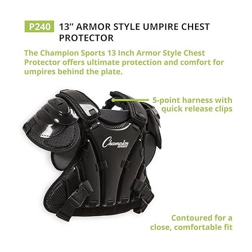  Champion Sports Umpire Chest Protector: 3 Millimeter Molded Plate Armor Style Softball & Baseball Chest Protector - 13