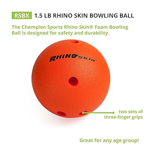  Champion Sports Foam Bowling Ball: Rhino Skin Soft Ball for Training & Kids Games