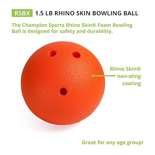  Champion Sports Foam Bowling Ball: Rhino Skin Soft Ball for Training & Kids Games