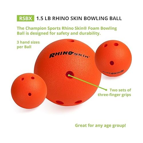  Champion Sports Foam Bowling Ball: Rhino Skin Soft Ball for Training & Kids Games