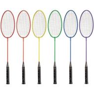 Champion Sports Tempered Steel Badminton Rackets with Steel Coated Strings Set of 6