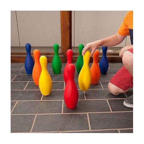  Champion Sports Multicolor Bowling Pins: Weighted Foam Set for Training & Kids Games, Medium