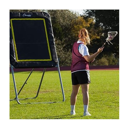  Champion Sports Deluxe Lacrosse Target: Ball Return Bounce Back Net Set for Professional, College and Grade School Training & Drills - 4' x 3' Rebound Area