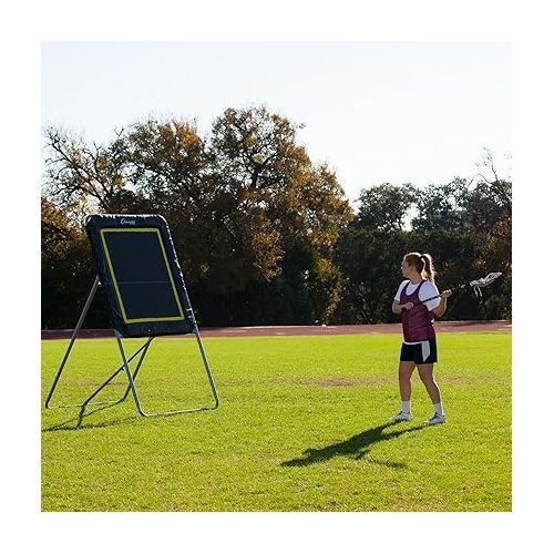  Champion Sports Deluxe Lacrosse Target: Ball Return Bounce Back Net Set for Professional, College and Grade School Training & Drills - 4' x 3' Rebound Area