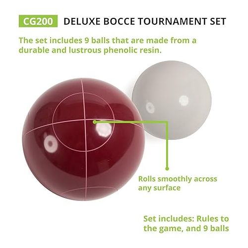  Champion Sports Bocce Ball Set: Tournament Series Classic Family, Party and Lawn Game