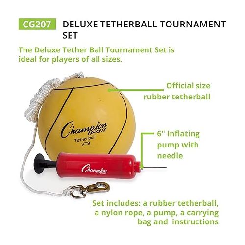  Champion Sports Tournament Tetherball Set: Classic Backyard Lawn Beach and Pool Party Game