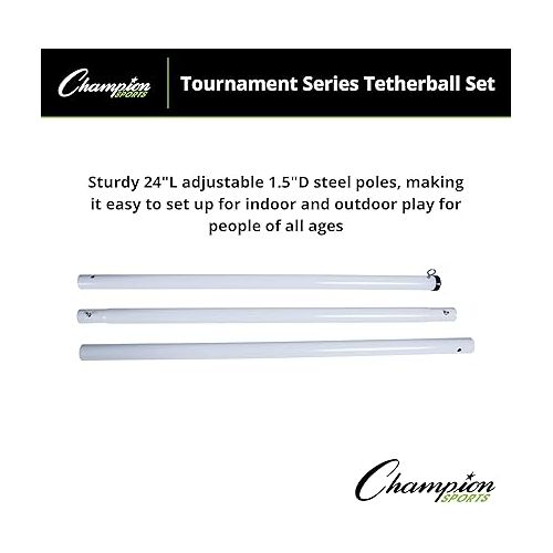  Champion Sports Tournament Tetherball Set: Classic Backyard Lawn Beach and Pool Party Game