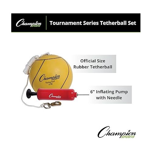  Champion Sports Tournament Tetherball Set: Classic Backyard Lawn Beach and Pool Party Game