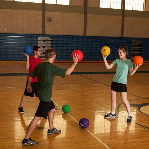  [아마존베스트]Champion Sports Playground Ball Set: 6 Multi Colored Textured Nylon Soft Rubber Bouncy Indoor Outdoor Balls Perfect for Kids Dodgeball Kickball Foursquare or Handball Games