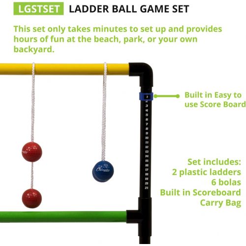  [아마존베스트]Champion Sports Outdoor Ladder Ball Game: Backyard Party, Camping & Beach Games Ladder Golf Set for Adults and Kids with Bolas Balls and Carrying Case