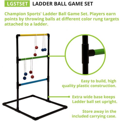  [아마존베스트]Champion Sports Outdoor Ladder Ball Game: Backyard Party, Camping & Beach Games Ladder Golf Set for Adults and Kids with Bolas Balls and Carrying Case