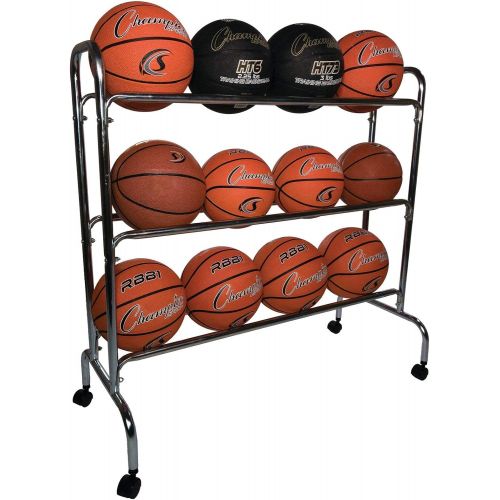  Champion Sports Chrome Frame Rolling Basketball Storage Cart - Multiple Styles