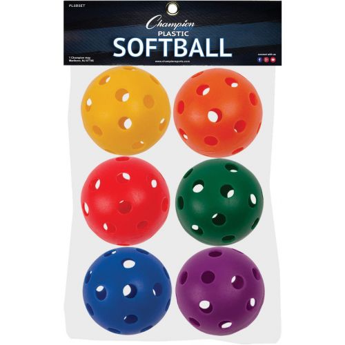  Champion Sports Plastic Softball Set, 6 Assorted Colors