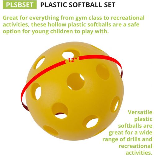 Champion Sports Plastic Softball Set, 6 Assorted Colors