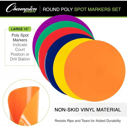  Champion Sports Poly Spot Markers  Set of 6: Multiple Colors and Sizes