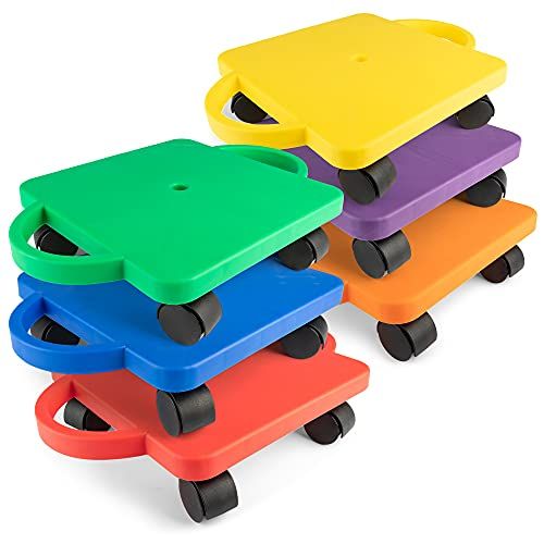  Champion Sports Standard Scooter Board with Handles - Set of 6, Multi-Colored