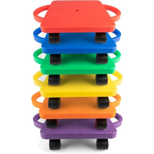  Champion Sports Standard Scooter Board with Handles - Set of 6, Multi-Colored