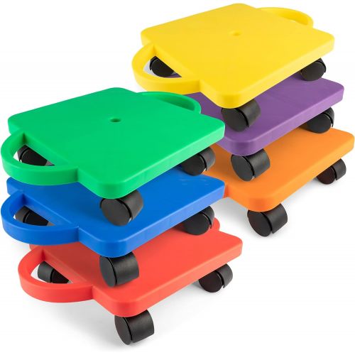  Champion Sports Standard Scooter Board with Handles - Set of 6, Multi-Colored