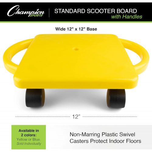  Champion Sports Standard Scooter Board with Handles - Set of 6, Multi-Colored