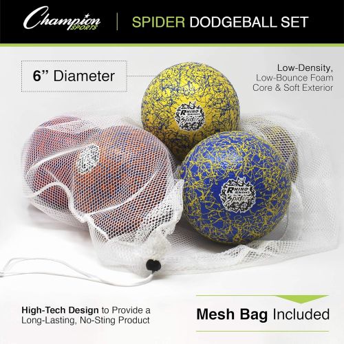  Champion Sports Premium Rhino Skin Extreme Color Dodgeballs - Glow in the Dark, Color Changing, and Spider Grip - Low Bounce Dodgeballs