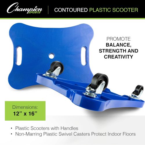  Champion Sports - CHSPGH1216 Plastic Scooter Board with Contoured Handles, Blue