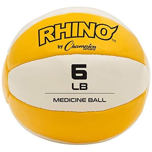  Champion Sports Exercise Medicine Balls, 8 Sizes, Leather with No-Slip Grip - Weighted Med Ball Set for Weight Training, Stability, Plyometrics, Cross Training, Core Strength - Hea