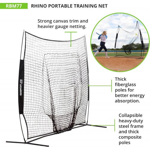  Champion Sports Baseball Softball Net: Rhino Flex Baseball/Softball Pitching and Batting Training Net - Portable Hitting and Throwing Practice Net