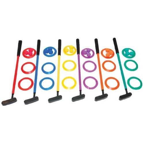  Champion Sports Mini Golf Clubs: Multi Colored Putt Putt Miniature Golfing Set For Kids - 6 Putters 18 Holes & 18 Balls