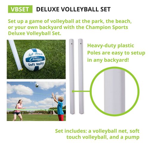  Champion Sports Backyard & Beach Volleyball: Outdoor Sports Equipment Portable Game Set with Ball and Net for Girls, Boys, Women, Men, Clubs & Schools