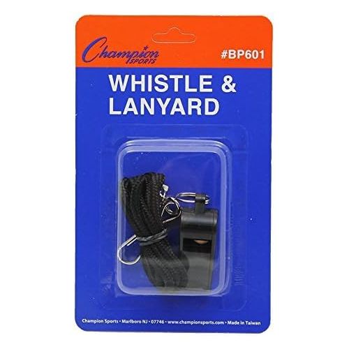  Champion Sports 24 Pack CHAMPION SPORTS PLASTIC WHISTLE AND LANYARD SET