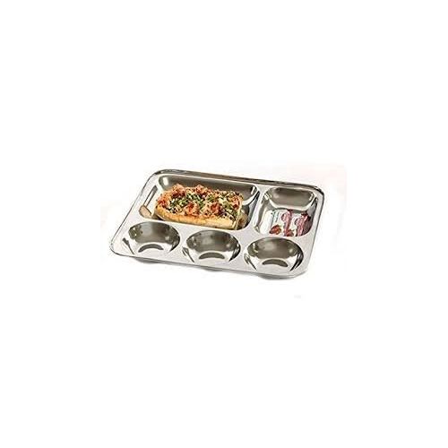  Chanaksha Trading Rectangular Dinner Plate Combo of 5 in 1 Rectangle 5 Compartment Divided Plate/Thali/Bhojan Thali/Mess Tray/Dinner Plate