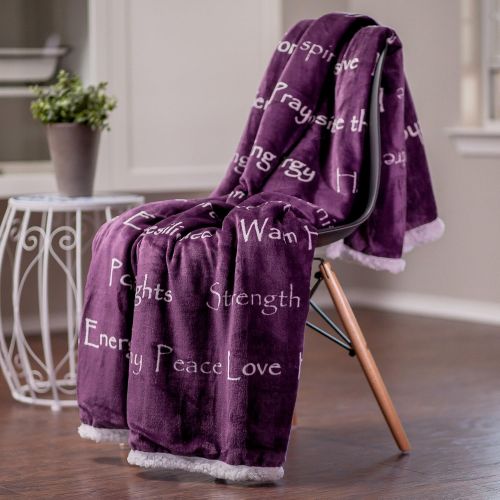  Chanasya Warm Hugs Positive Energy Healing Thoughts Super Soft Sherpa Microfiber Comfort Caring Violet Purple Gift Throw Blanket - Get Well Soon Gift for Women Men Cancer Patient -