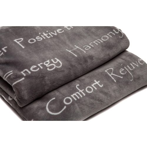  Chanasya Warm Hugs Positive Energy Healing Thoughts Super Soft Plus Fleece Sherpa Microfiber Comfort Caring Gray Gift Throw Blanket - Get Well Soon Gift for Women Men Cancer Patien